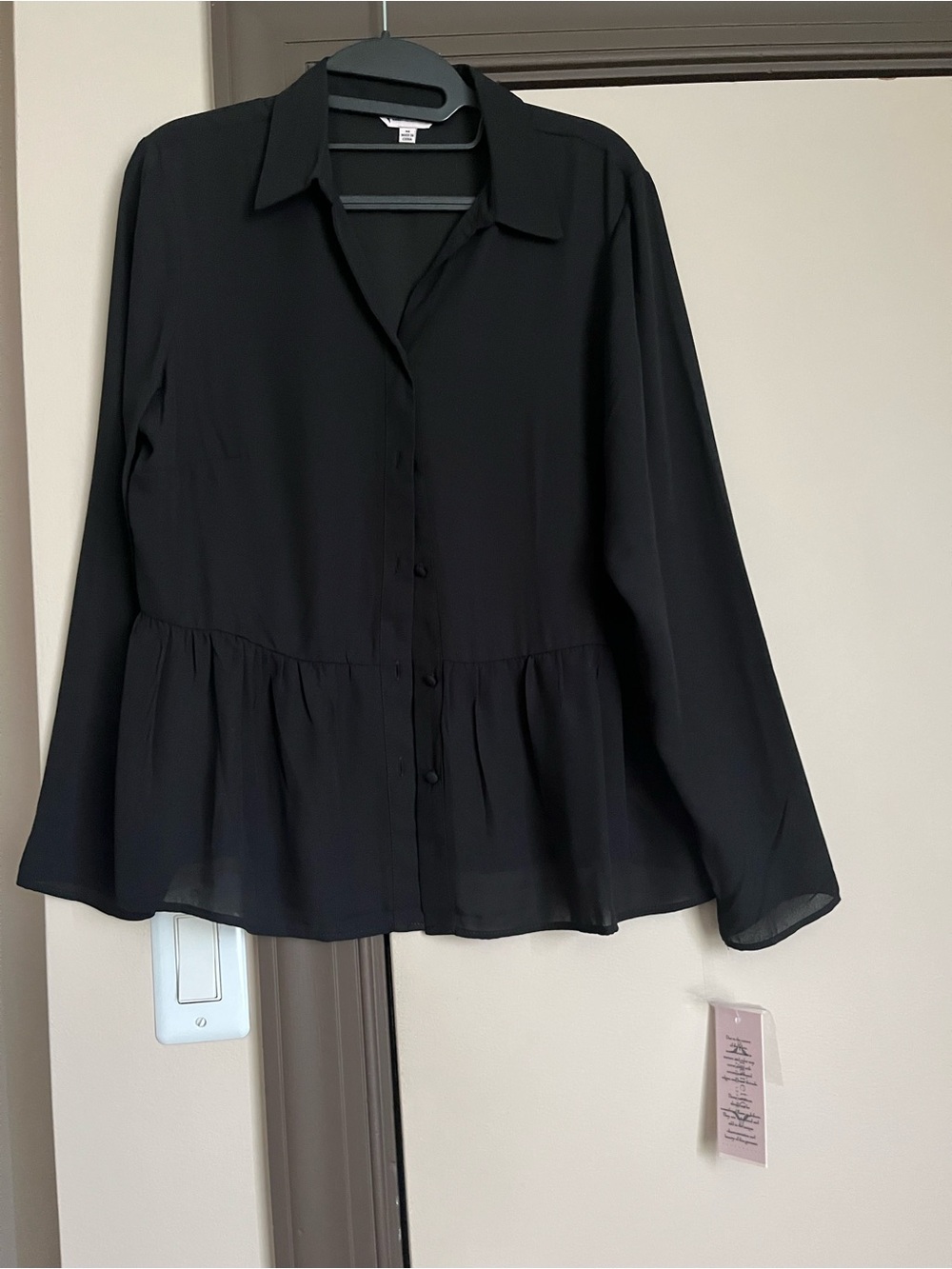 Nanette Lepore Black Button-Front Peplum Blouse